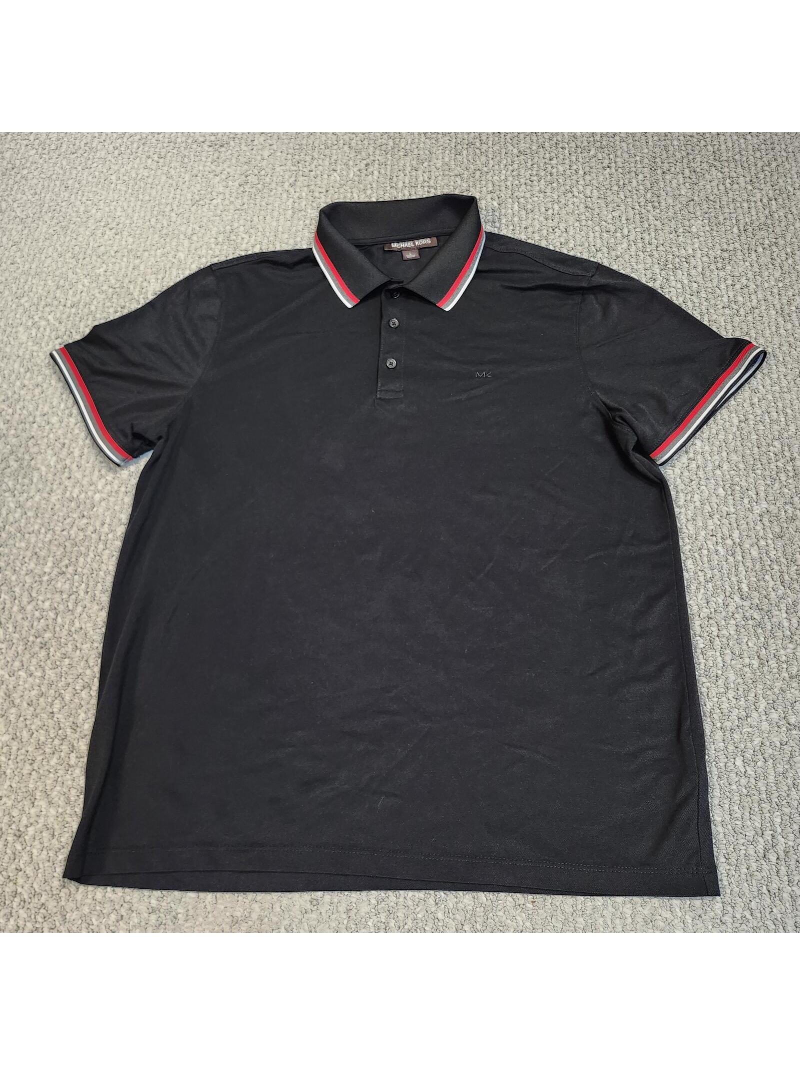 Michael Kors Black Polo Shirt With Contrast Trim Mens Size Large